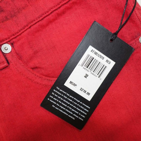 7 For All Mankind Men's Paxtyn Skinny Jeans Size 32 x 33 NWT Red Mid Rise Denim - Picture 7 of 9